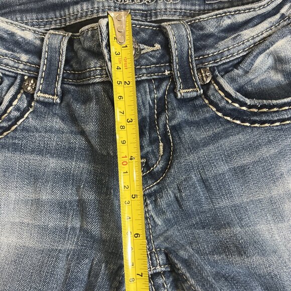 MISS ME Jeans Womans 26 Blue Low Rise Boot Cut Rhinestone Western Y2K - Picture 10 of 13